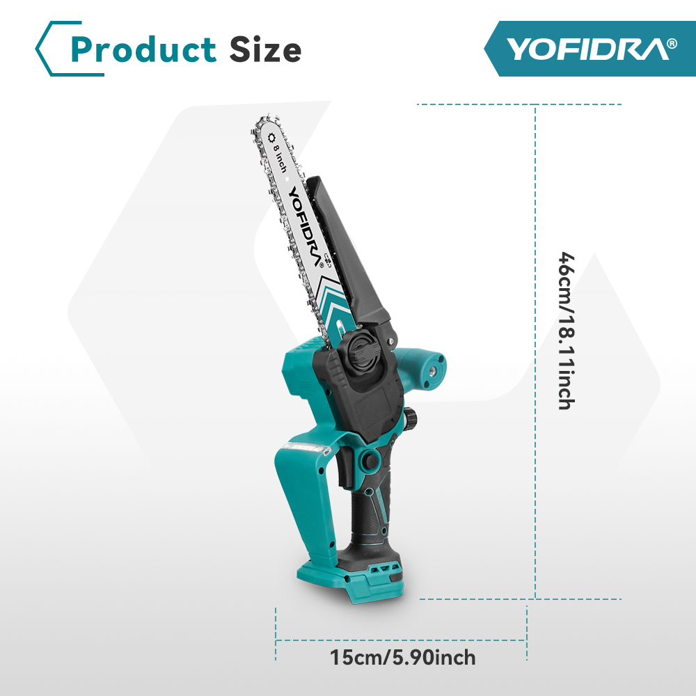 YOFIDRA 8" Brushless Cordless Chainsaw with Digital Display - Compatible with Makita 18-21V Battery