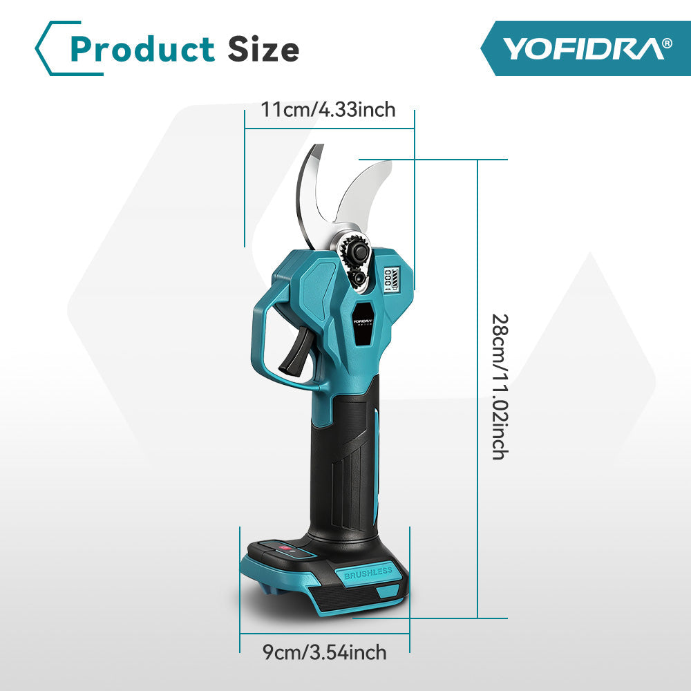 YOFIDRA 32mm Brushless Digital Pruning Shears (2-Speed) - Compatible with Makita 18V Battery