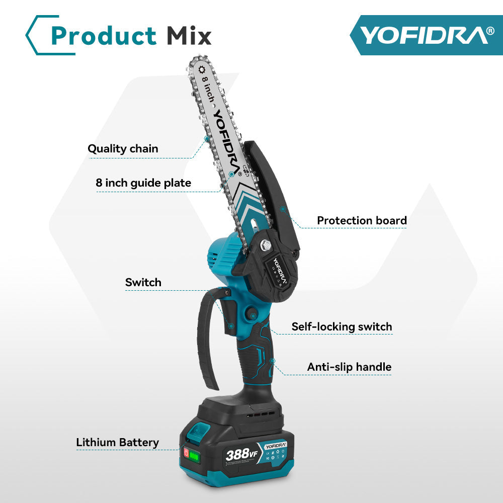 YOFIDRA 6" & 8" Cordless Brushless Chainsaw Kit Compatible with Makita 18V Battery