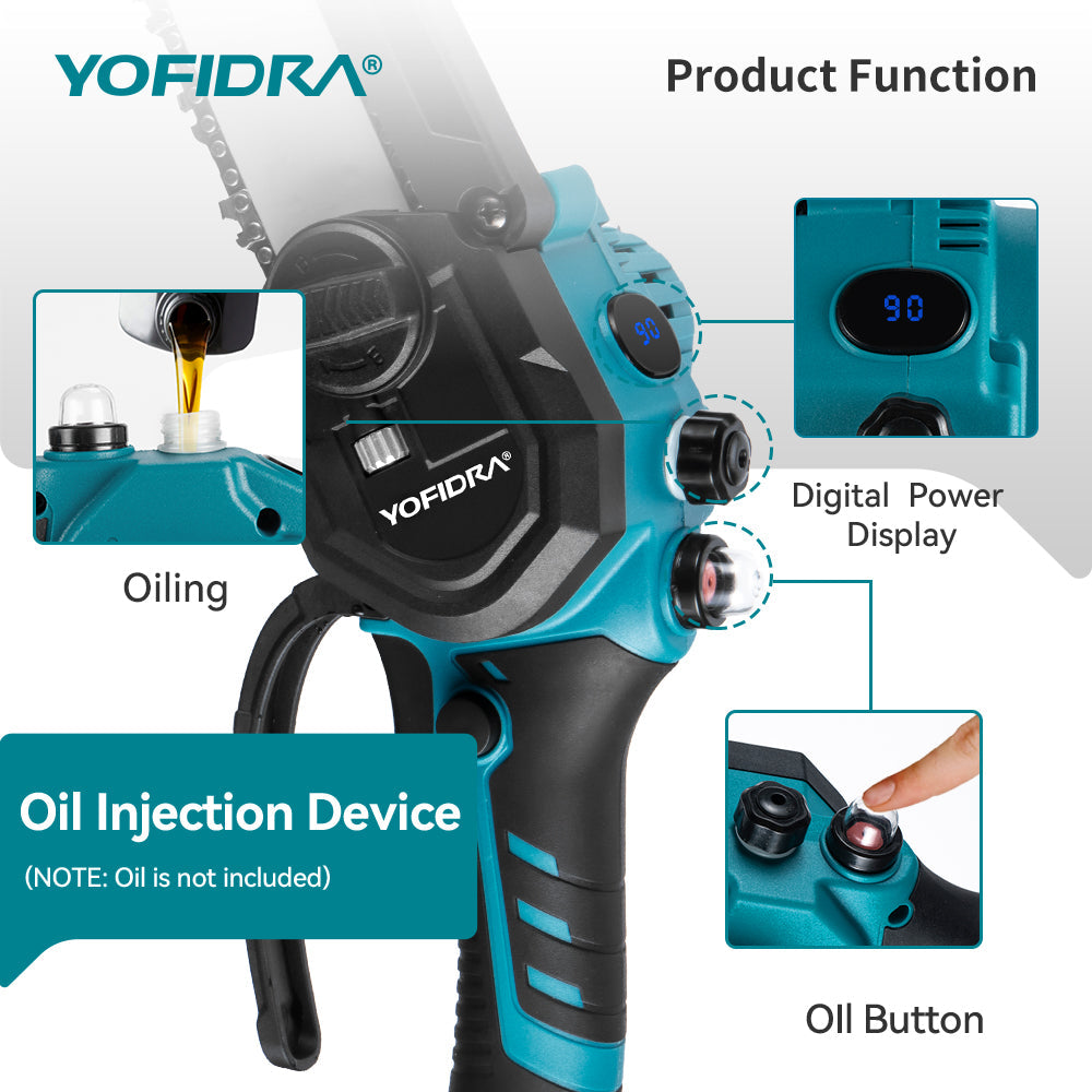 YOFIDRA 8" Brushless Cordless Electric Chainsaw - Compatible with Makita 18V Batteries