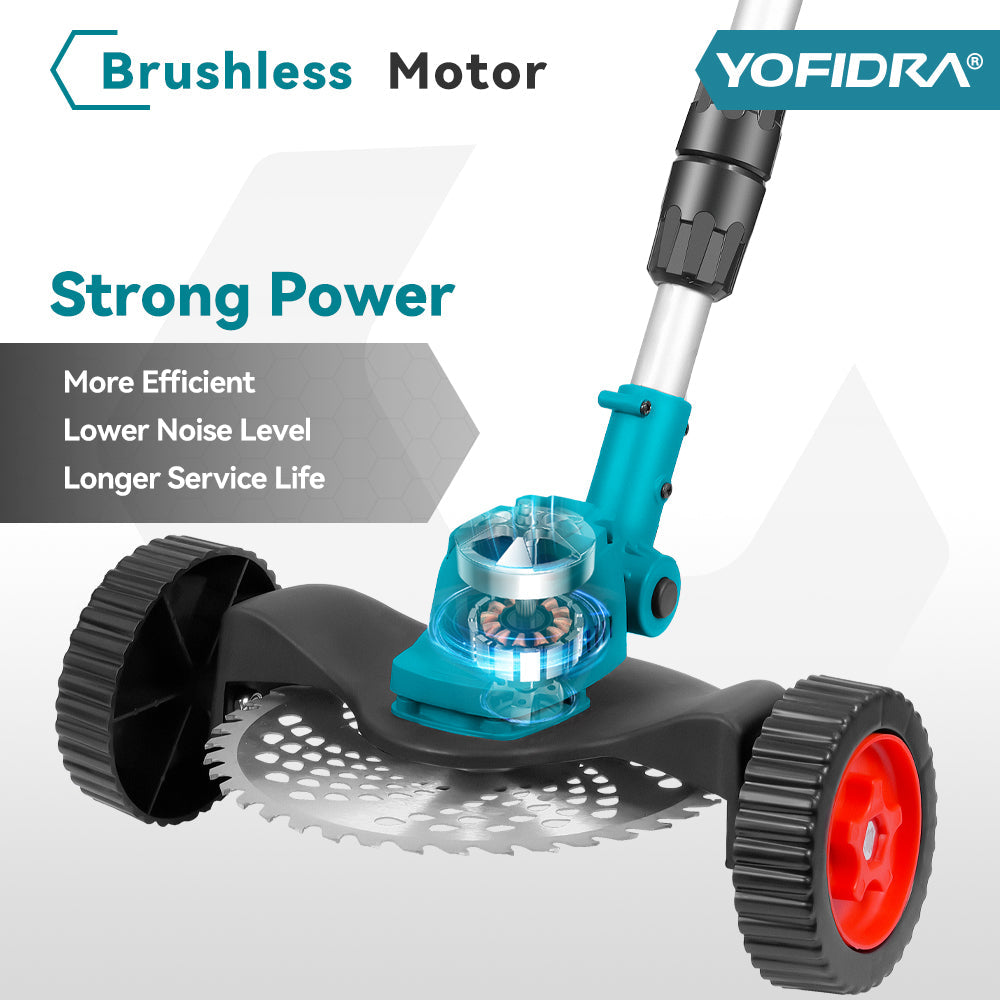 YOFIDRA 9 Inch Brushless Electric Lawn Mower Foldable Adjustable Cordless Trimmer | For Makita 18V Battery