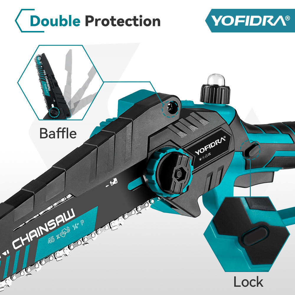 YOFIDRA 8 Inch Cordless Electric Chainsaw with Digital Display Compatible with Makita 18-21V Battery