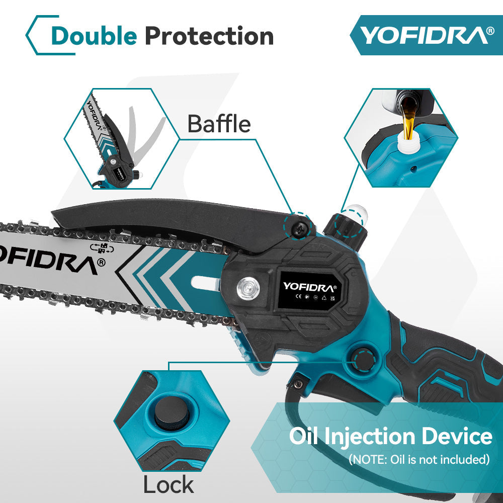 YOFIDRA 6" & 8" Cordless Brushless Chainsaw Kit Compatible with Makita 18V Battery