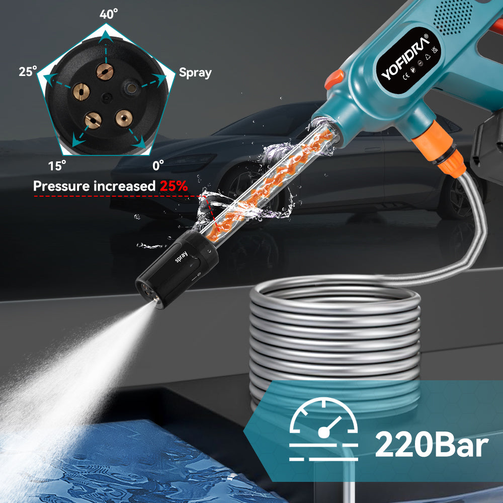 YOFIDRA 220Bar Brushless Pressure Washer 3 Gears, for Car & Garden, compatible For Makita 18V Battery