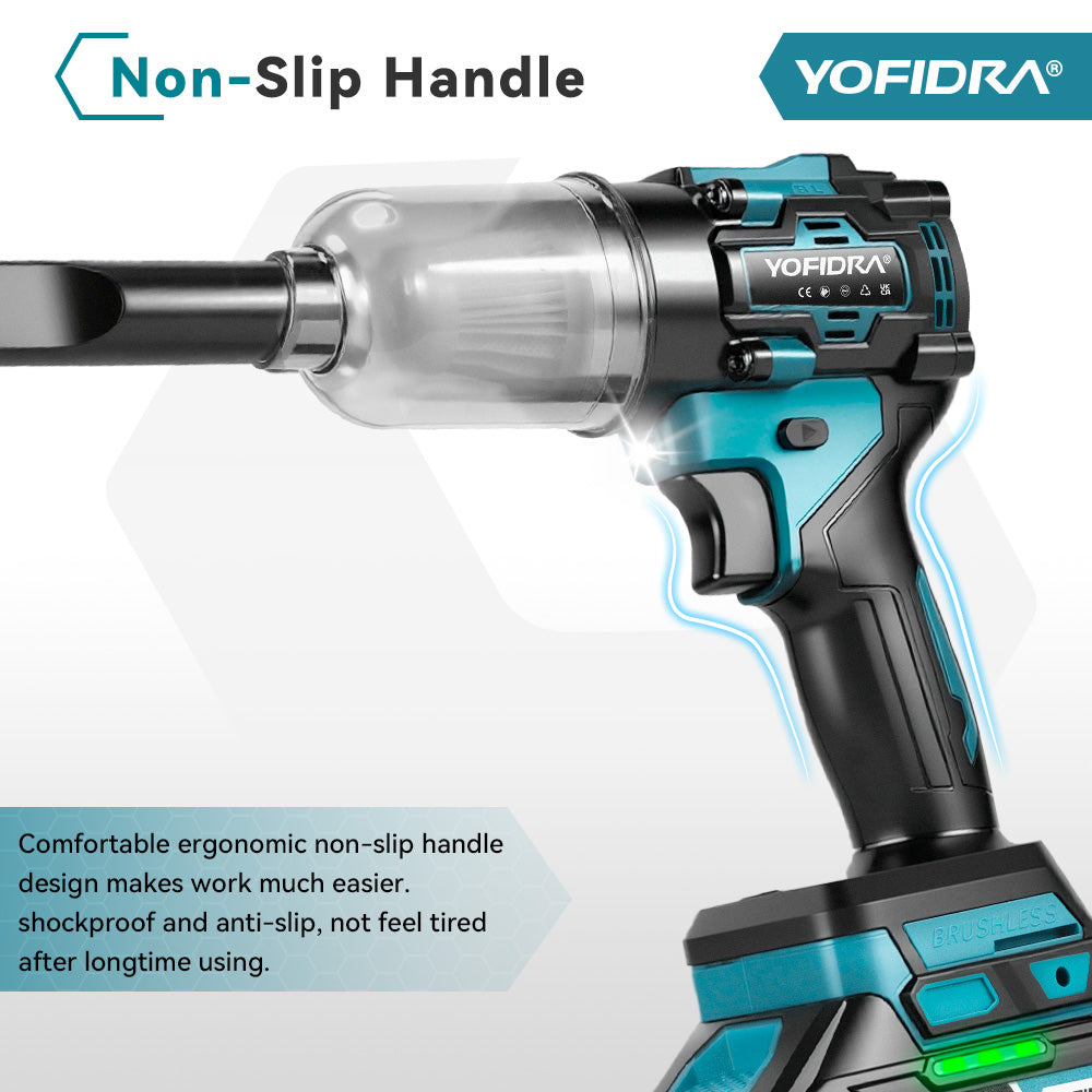 YOFIDRA Brushless 2-in-1 Cordless High-Speed Turbo Blower & Vacuum - Compatible with Makita 18-21V Battery