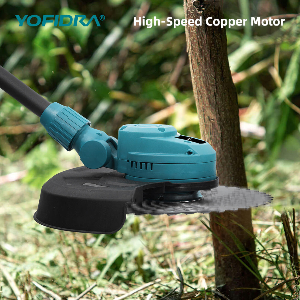 YOFIDRA 10" Brushless Cordless Grass Trimmer with 3 Blades – Compatible with Makita 18V-21V Batteries