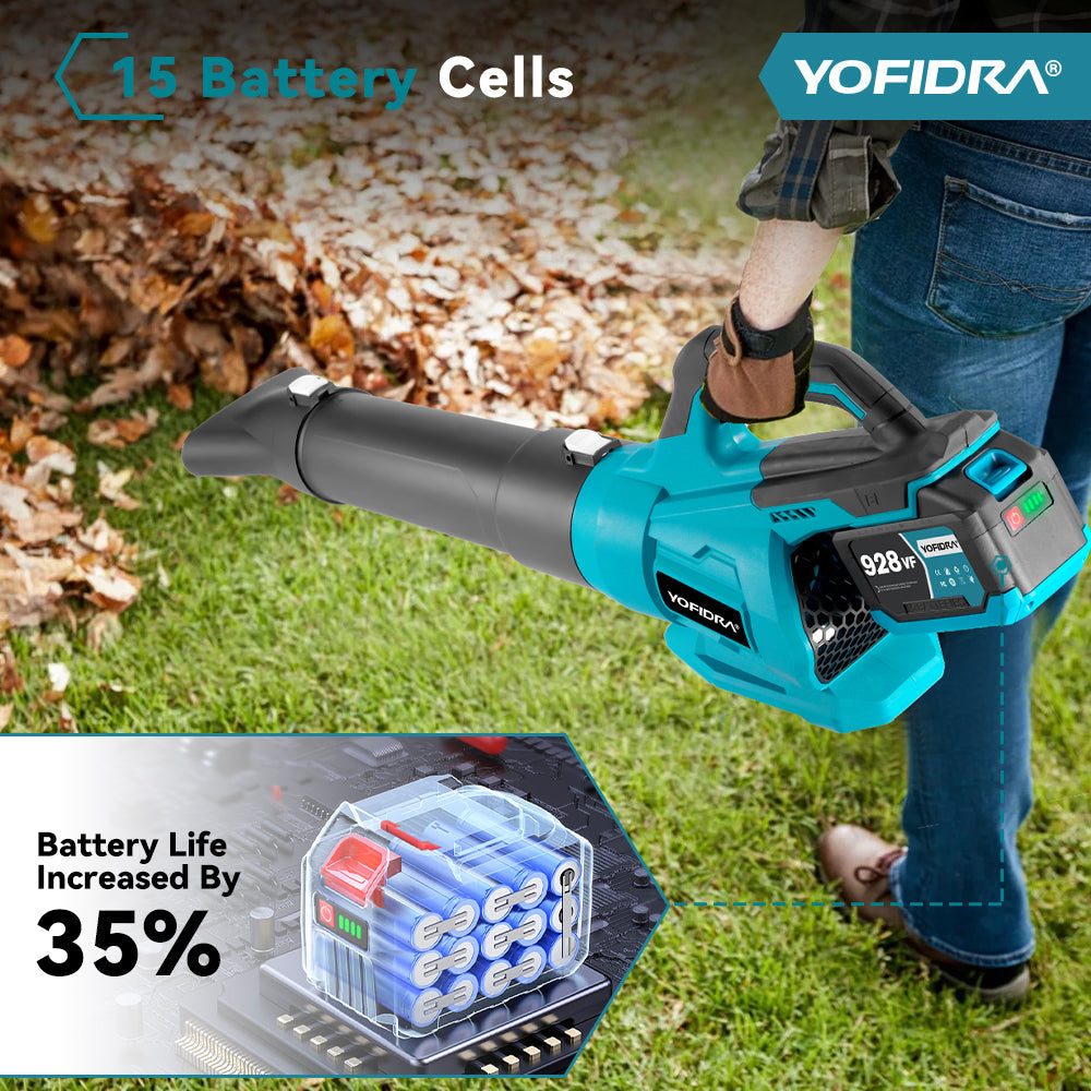 YOFIDRA Brushless Cordless Blower – Powerful Leaf, Dust & Snow Cleaner for Makita 18V-21V Battery