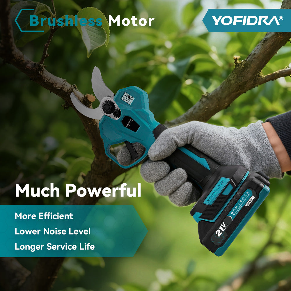 YOFIDRA 32mm Brushless Digital Pruning Shears (2-Speed) - Compatible with Makita 18V Battery