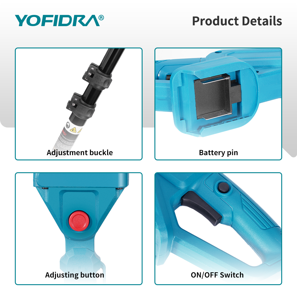 YOFIDRA 8" Brushless Chainsaw + 32mm Pruner Set, Telescoping Pole, for Makita 18V-21V Batteries