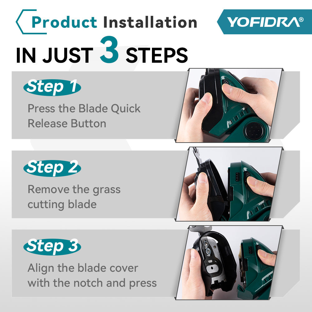 YOFIDRA 2 IN 1 Cordless Electric Hedge Trimmer - Compatible with Makita 18V Batteries