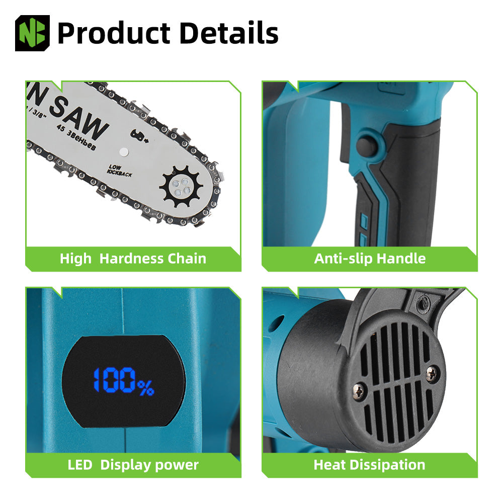 YOFIDRA 12 Inch Brushless Cordless Chain Saw with Oiler - Compatible with Makita 18-21V Battery