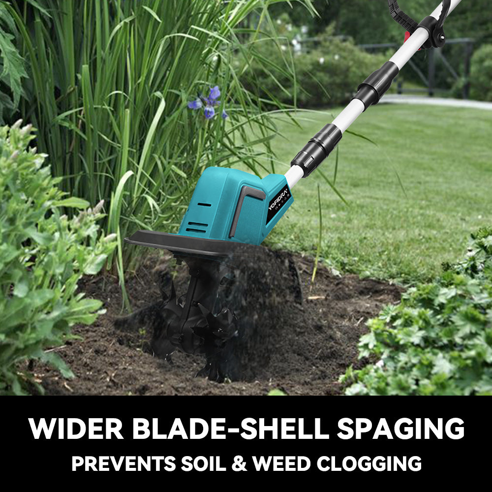 YOFIDRA Cordless Brushless Garden Tiller – Fits Makita 18V-21V Batteries
