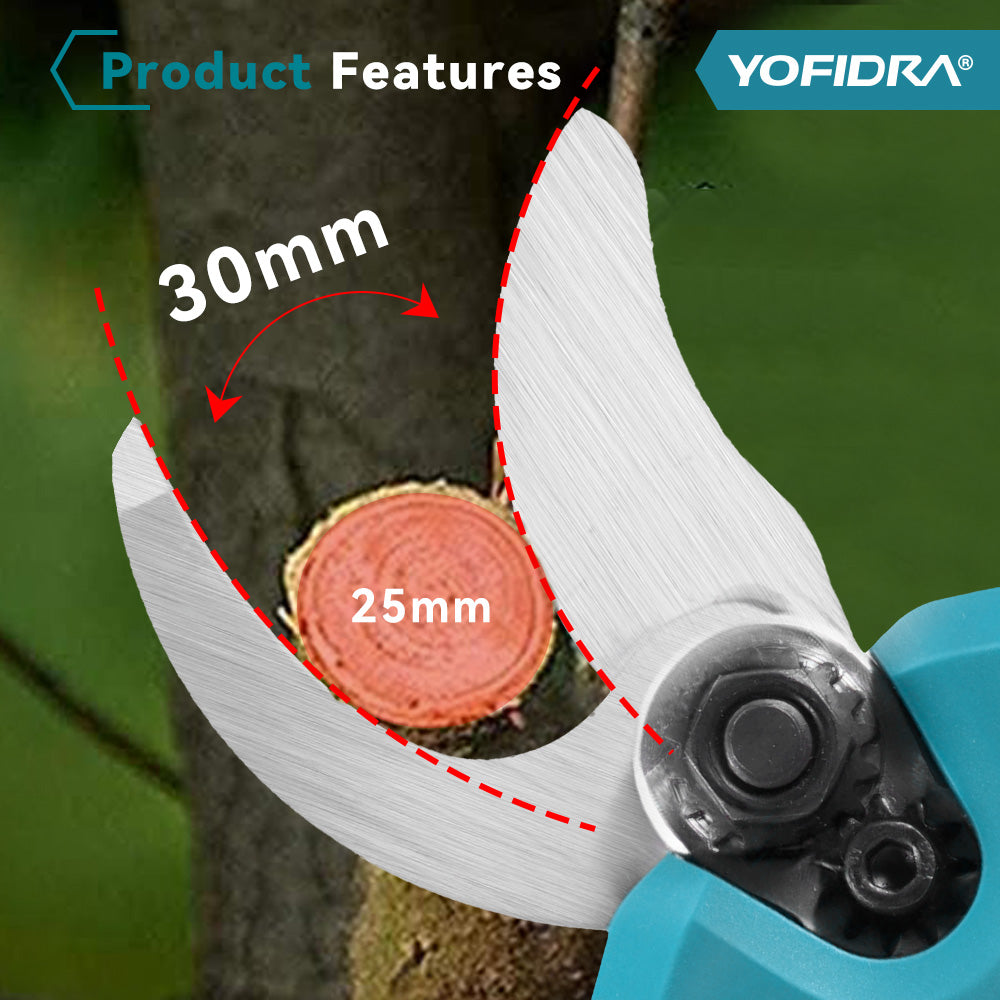 YOFIDRA 30mm 2-Speed Brushless Digital Pruning Shears - Compatible with Makita 18V Battery