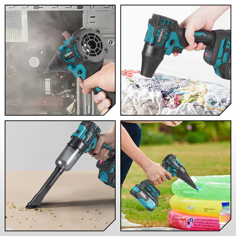 YOFIDRA Brushless 2-in-1 Cordless High-Speed Turbo Blower & Vacuum - Compatible with Makita 18-21V Battery
