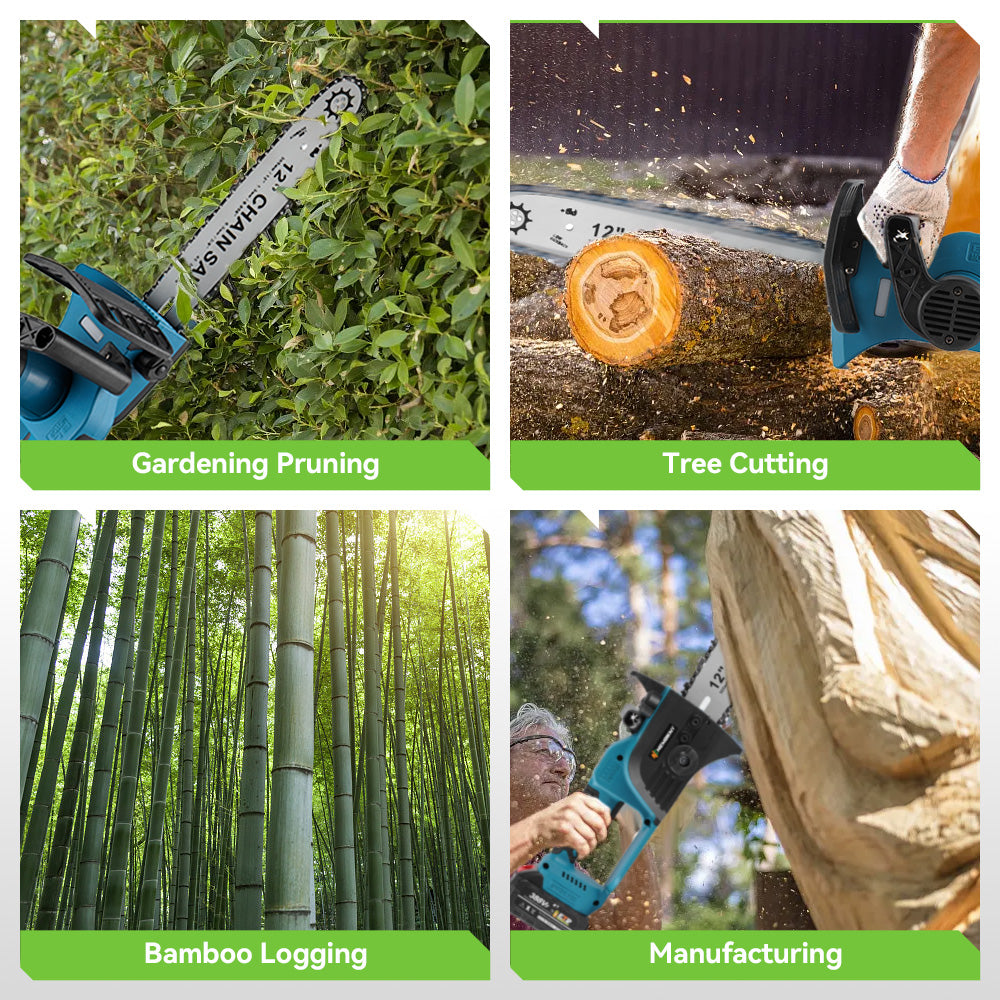 YOFIDRA 12 Inch Brushless Cordless Chain Saw with Oiler - Compatible with Makita 18-21V Battery