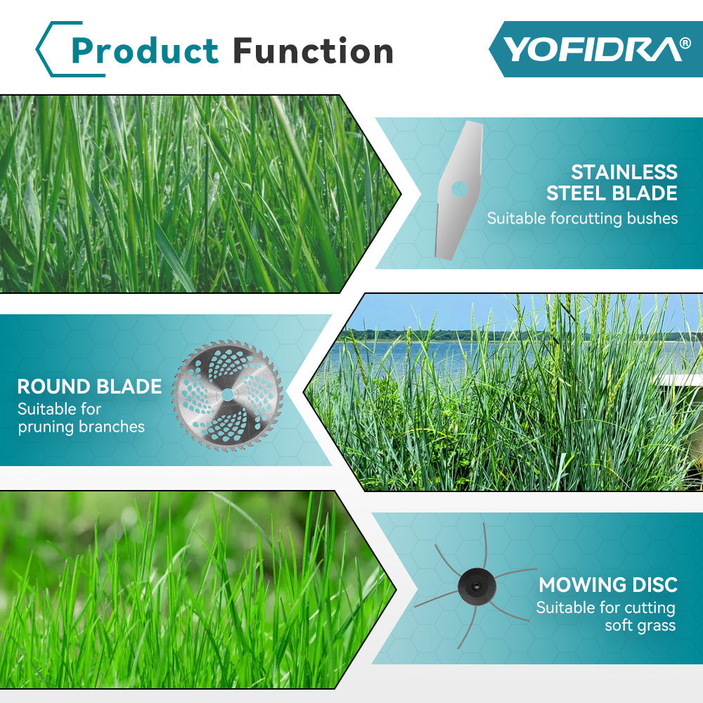 YOFIDRA 9 Inch Brushless Electric Lawn Mower Foldable Adjustable Cordless Trimmer | For Makita 18V Battery