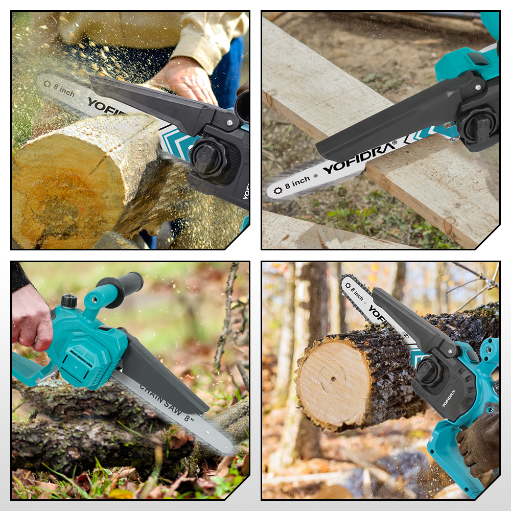 YOFIDRA 8" Brushless Cordless Chainsaw with Digital Display - Compatible with Makita 18-21V Battery