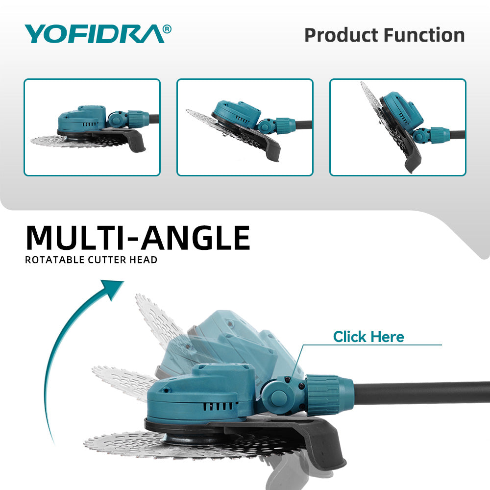 YOFIDRA 10" Brushless Cordless Grass Trimmer with 3 Blades – Compatible with Makita 18V-21V Batteries