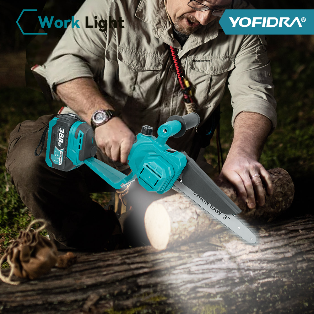 YOFIDRA 8" Brushless Cordless Chainsaw with Digital Display - Compatible with Makita 18-21V Battery