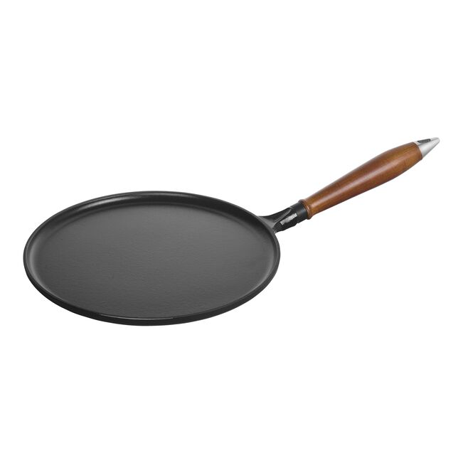 Staub Crepe Pan 11"/28CM Black with Wooden Handle