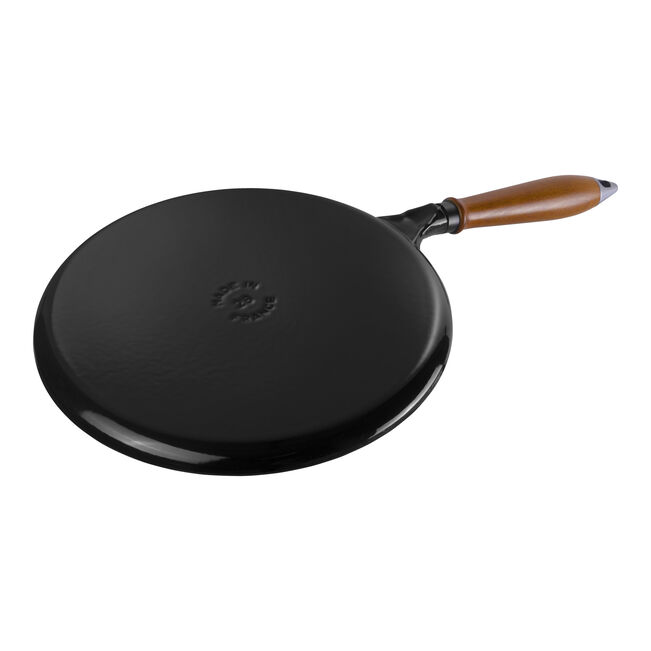 Staub Crepe Pan 11"/28CM Black with Wooden Handle