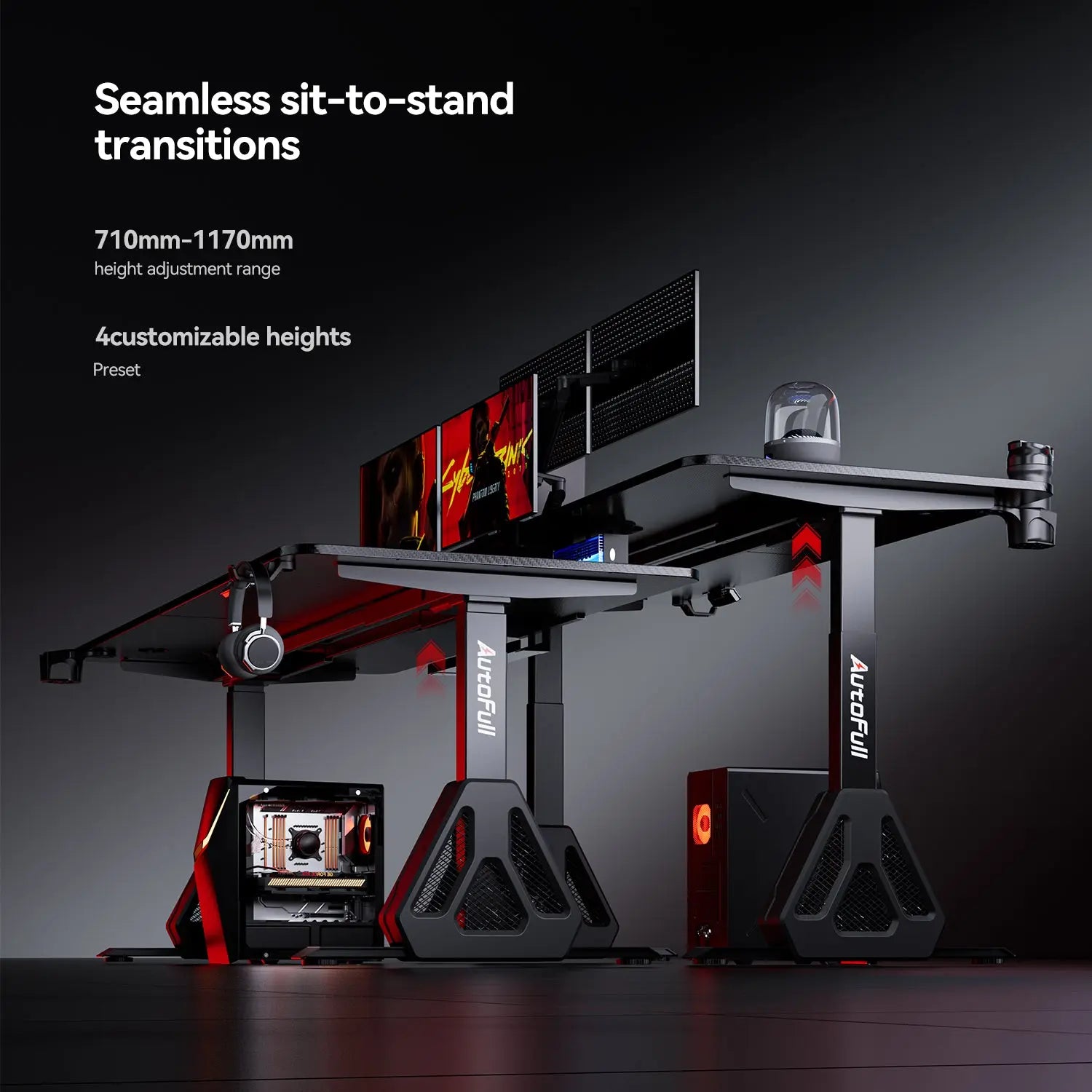 AutoFull A4 Pro RGB Gaming Desk [⚡Free Extended Mouse Pad⚡]