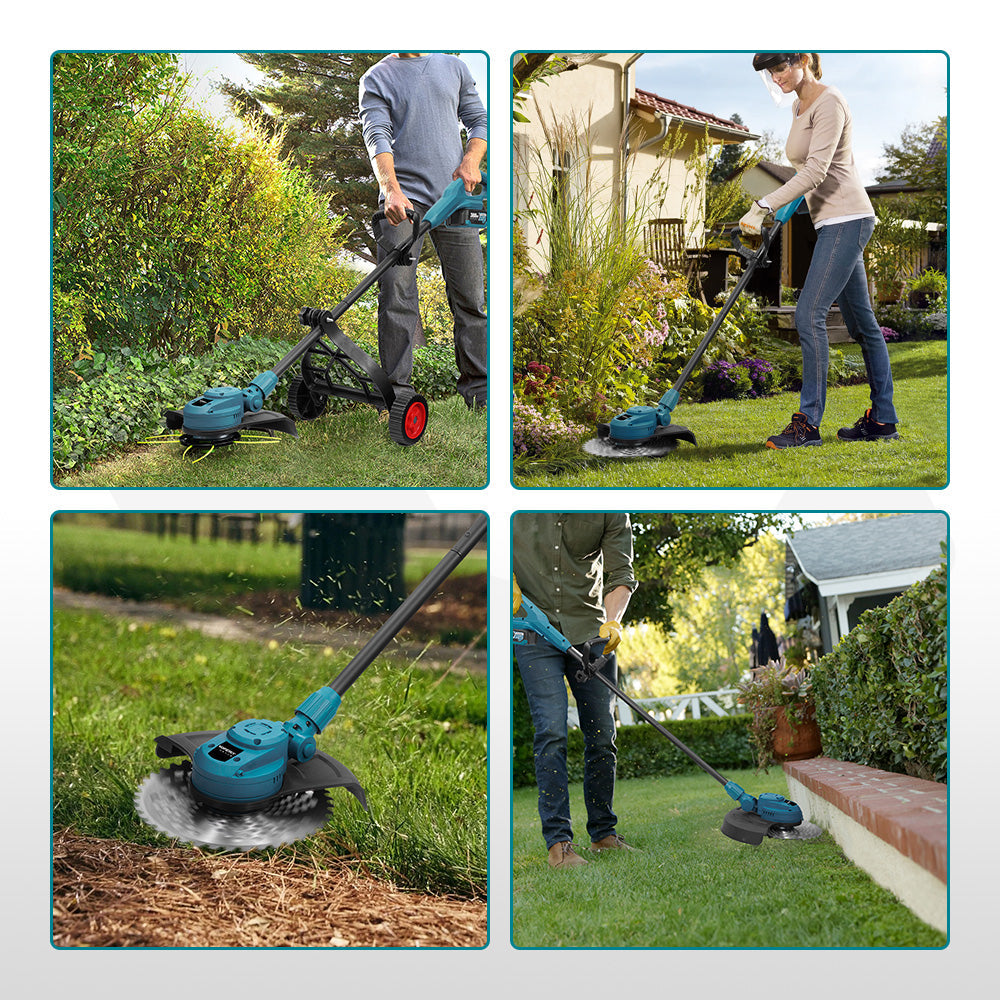 YOFIDRA 10" Brushless Cordless Grass Trimmer with 3 Blades – Compatible with Makita 18V-21V Batteries