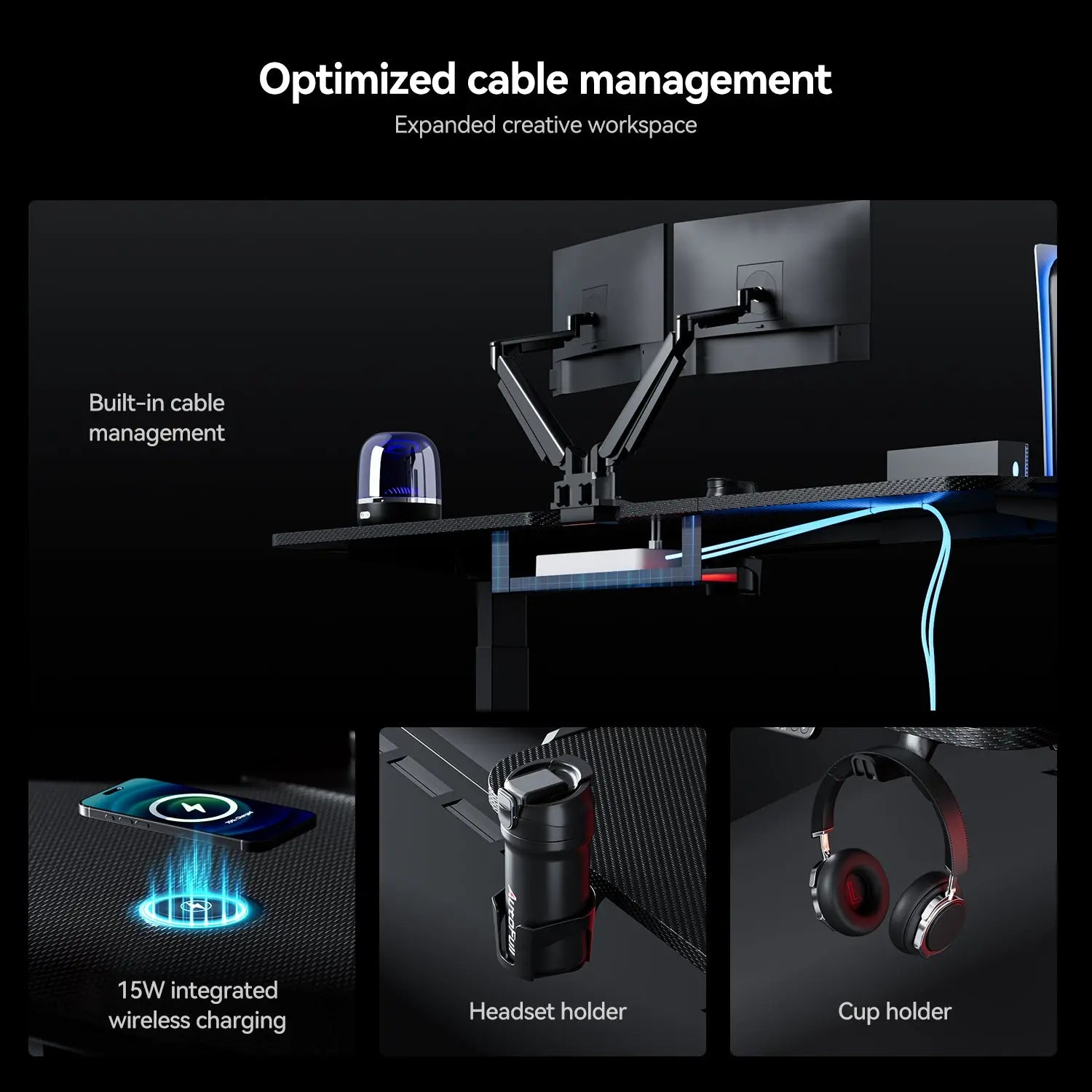 AutoFull A4 Pro RGB Gaming Desk [⚡Free Extended Mouse Pad⚡]