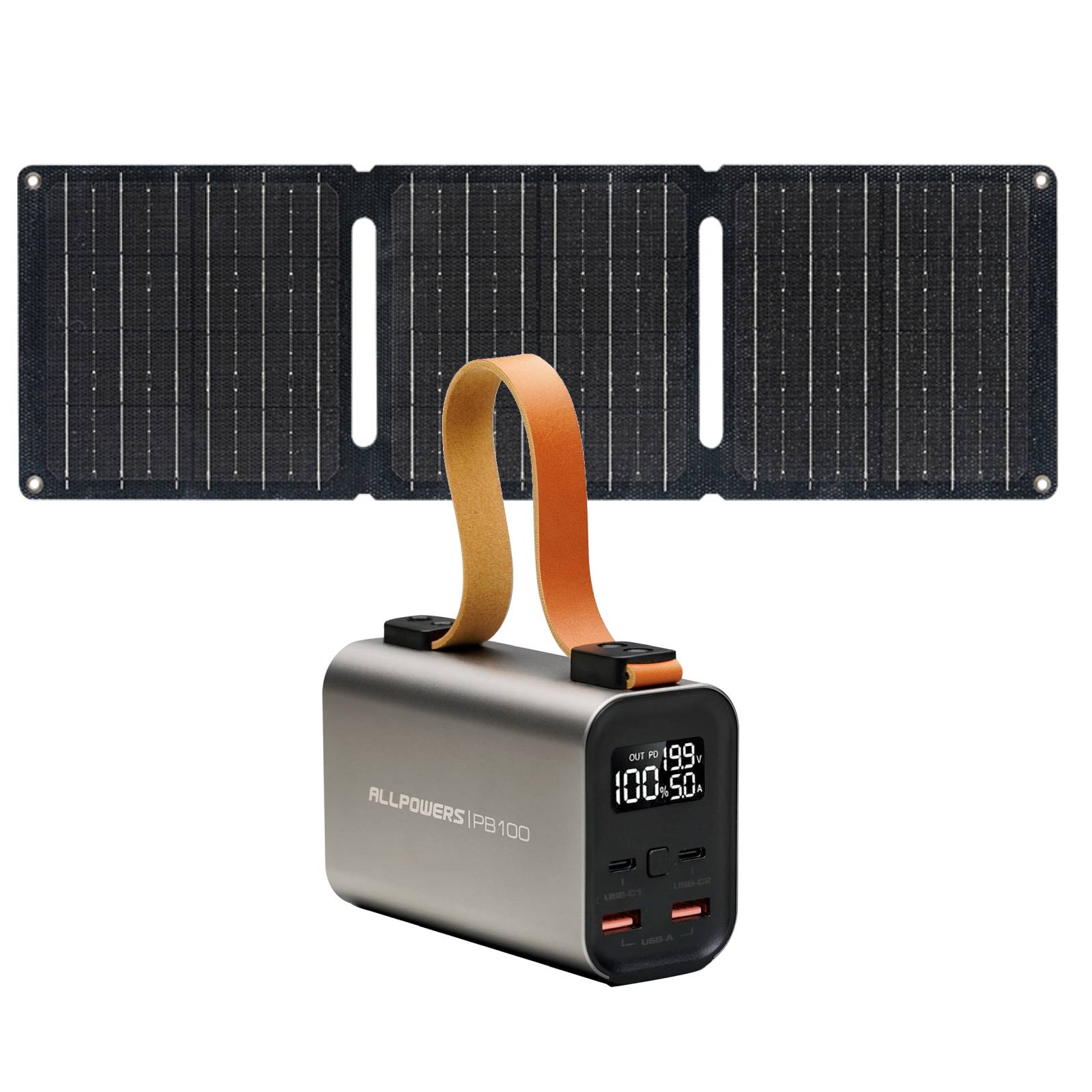 ALLPOWERS PB100 Portable Power Bank 100W 24000mAh with SP001 12V 21W Solar Panel