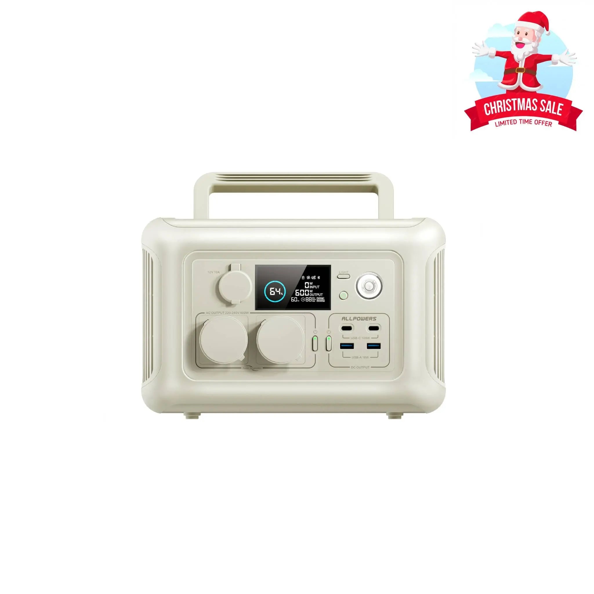 ALLPOWERS R600 Beige Portable Power Station 600W 299Wh LiFeP04 Battery