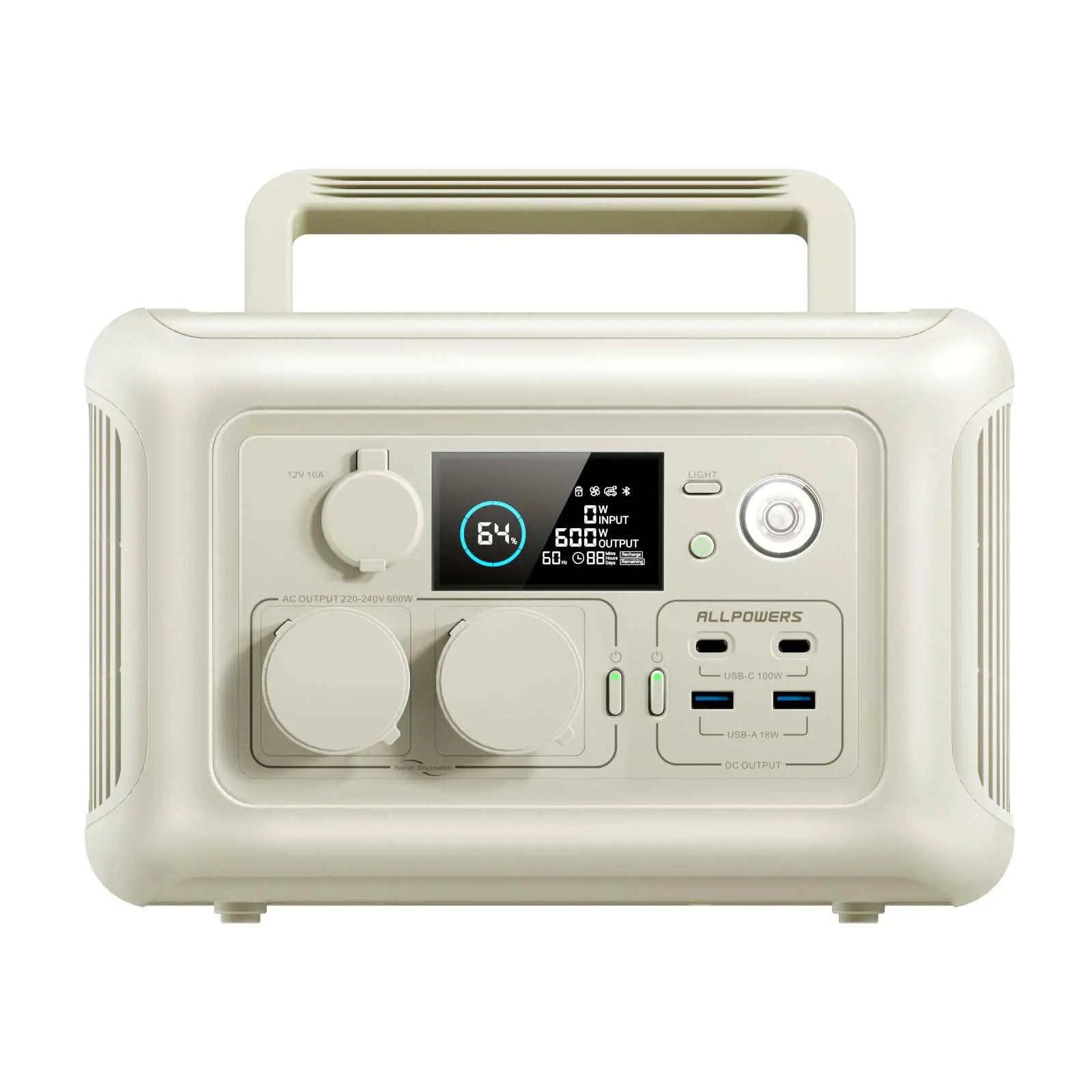 ALLPOWERS R600 Beige Portable Power Station 600W 299Wh LiFeP04 Battery
