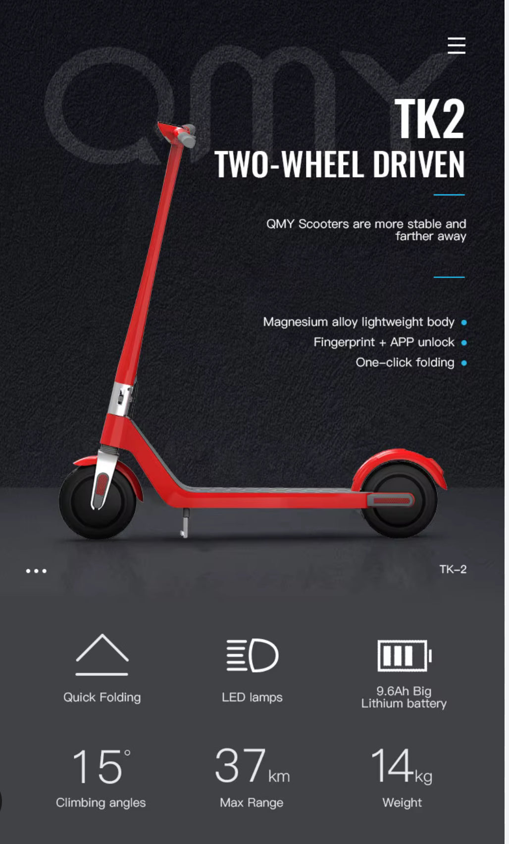 QMY TK2 Commuter Electric Scooter