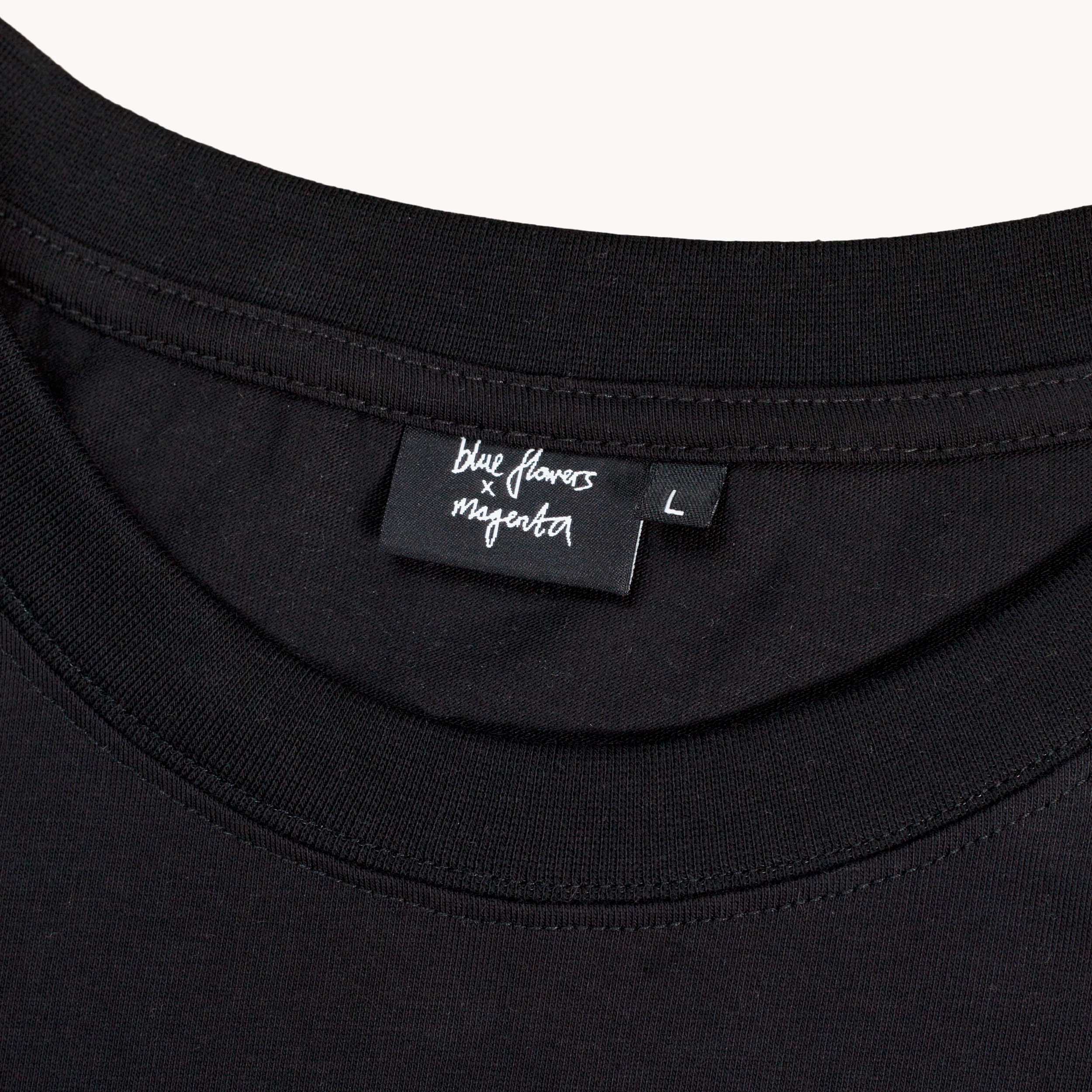 Blue Flowers x Magenta T-Shirt - Black