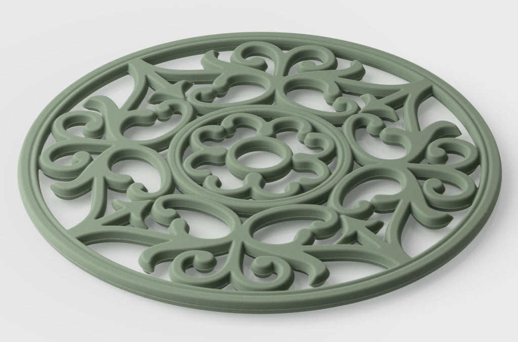 Round Vintage Silicone Trivet - Sage