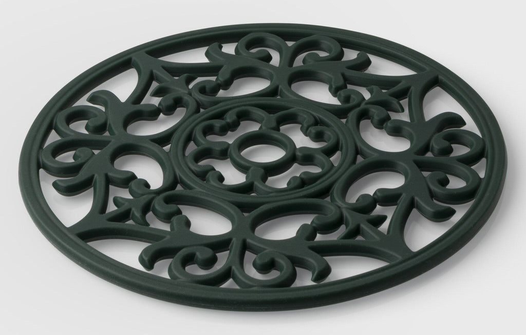 Round Vintage Silicone Trivet - Racing Green