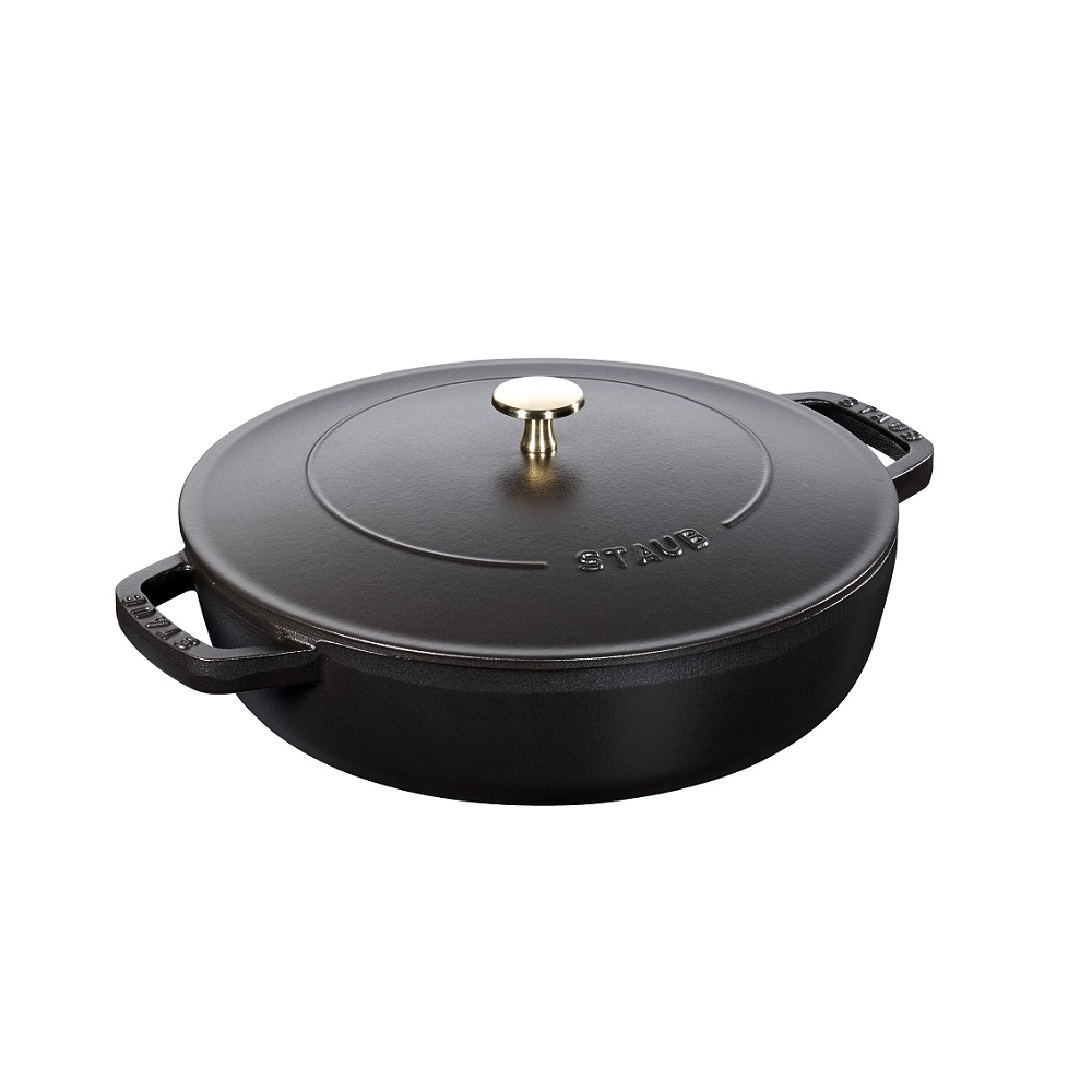 Staub Round 3.8L / 4-Qt Black Braiser