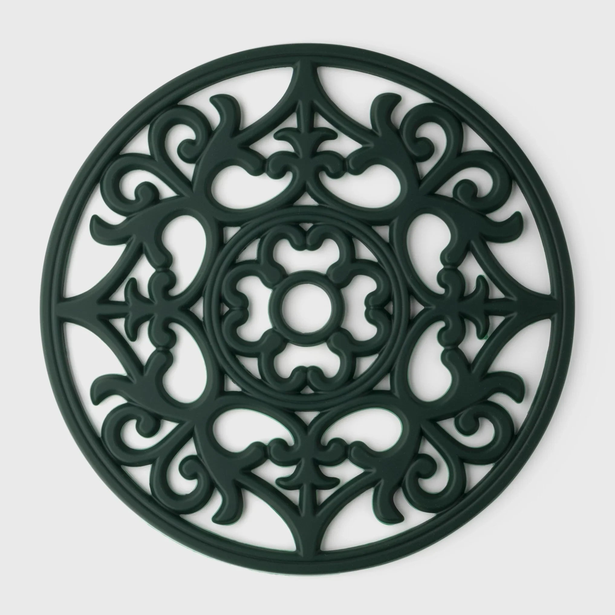 Round Vintage Silicone Trivet - Racing Green