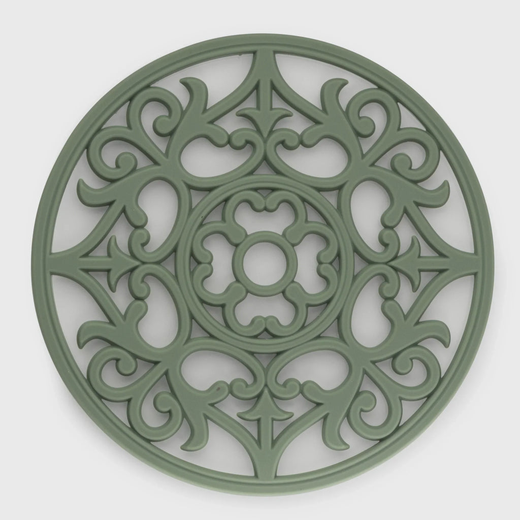Round Vintage Silicone Trivet - Sage